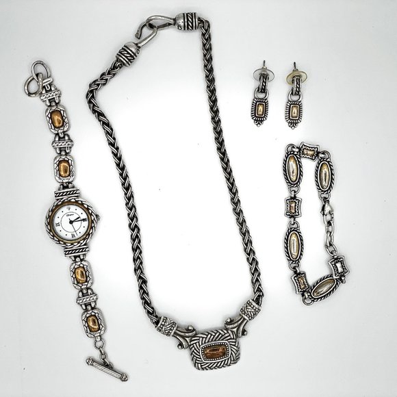 Brighton Silver Earrings with Gold inset - Picture 2 of 3